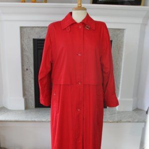 Vintage Classic Red Trench Coat Plaid wool liner